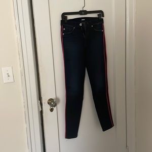 Hudson jeans dark blue with fuchsia trim